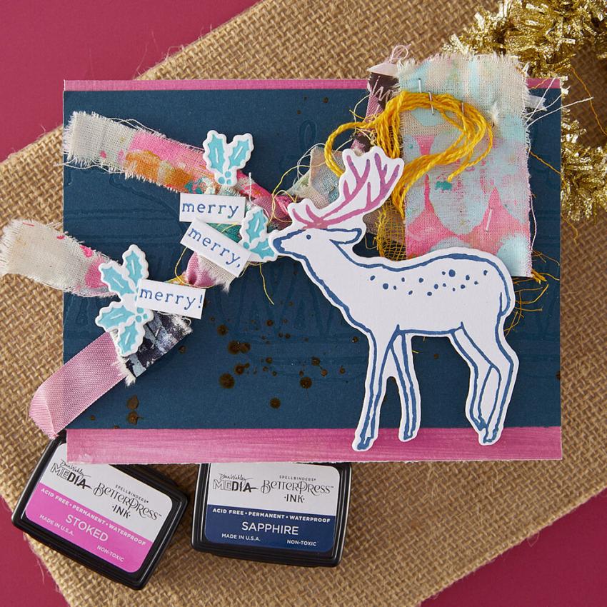 Spellbinders - Buchdrucktechnik "Cheer and Good Tidings Deer" BetterPress Plate & Dies