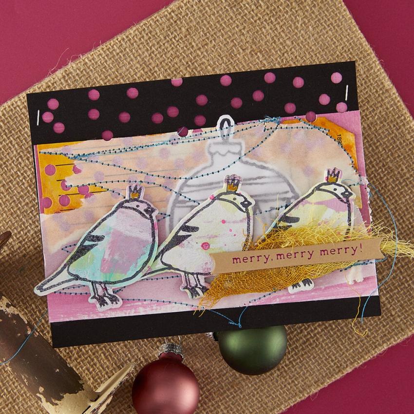 Spellbinders - Buchdrucktechnik "Merry, Merry, Merry Bird" BetterPress Plate & Dies