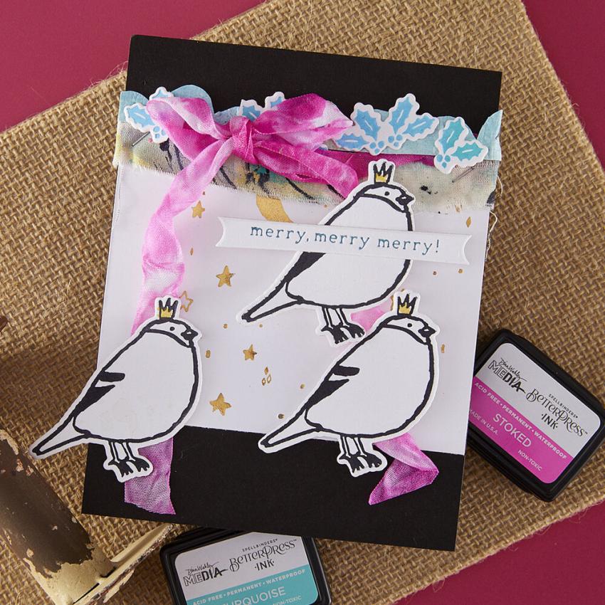 Spellbinders - Buchdrucktechnik "Merry, Merry, Merry Bird" BetterPress Plate & Dies