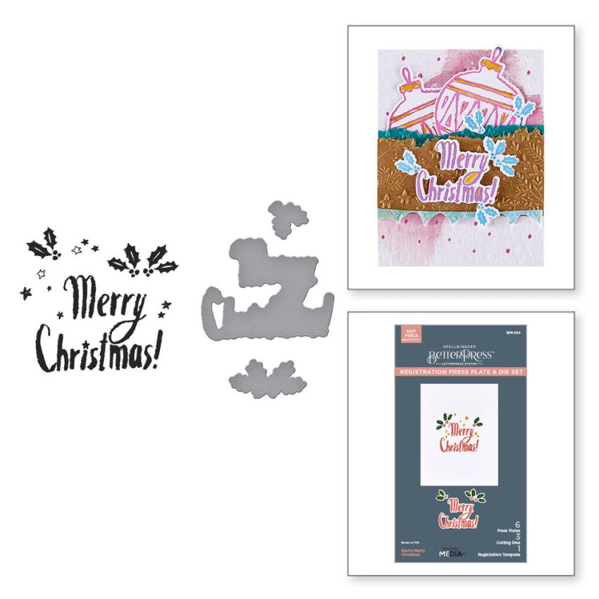 Spellbinders - Buchdrucktechnik "Starry Merry Christmas" BetterPress Plate & Dies