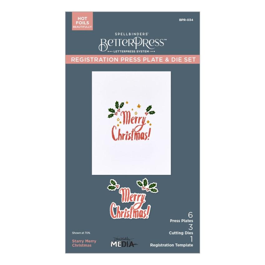 Spellbinders - Buchdrucktechnik "Starry Merry Christmas" BetterPress Plate & Dies