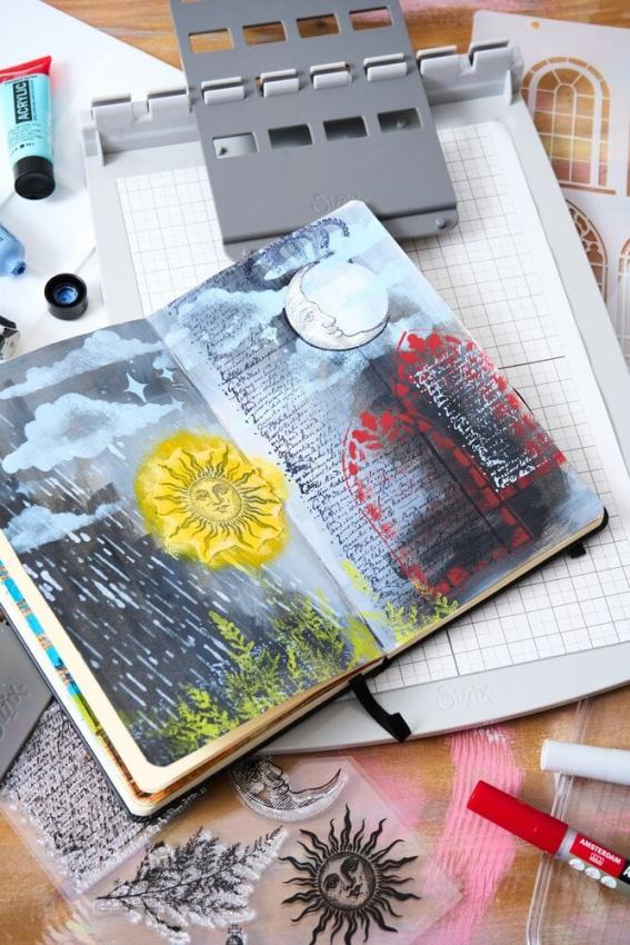 Sizzix - Schablone & Stempelset "Weather Wonder" Stencil & Clear Stamps by Mark Montano