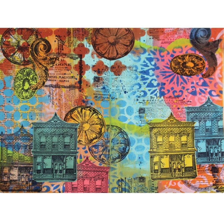 Sizzix - Schablone & Stempelset "Build It" Stencil & Clear Stamps by Mark Montano