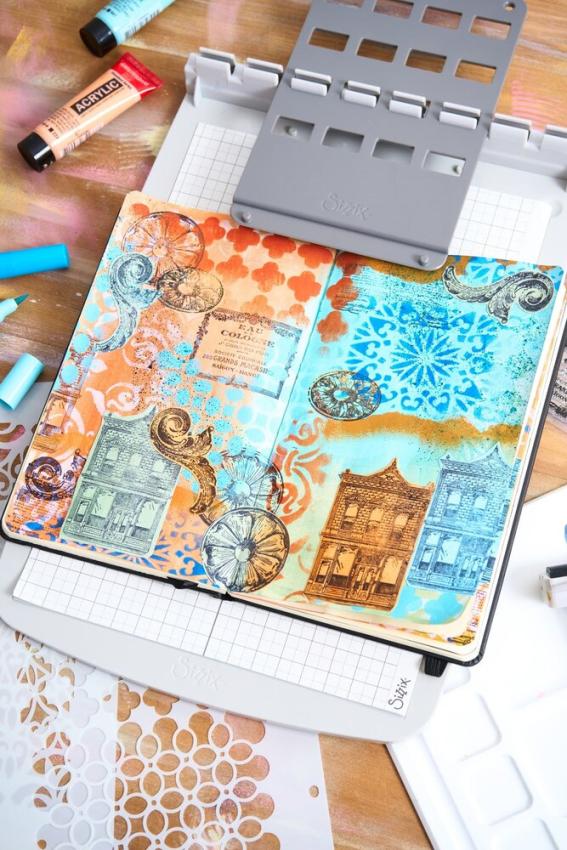Sizzix - Schablone & Stempelset "Build It" Stencil & Clear Stamps by Mark Montano