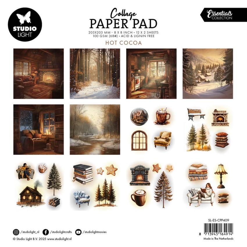 Studio Light - Designpapier "Hot Cocoa" Collage Paper Pad 8x8 Inch - 24 Bogen