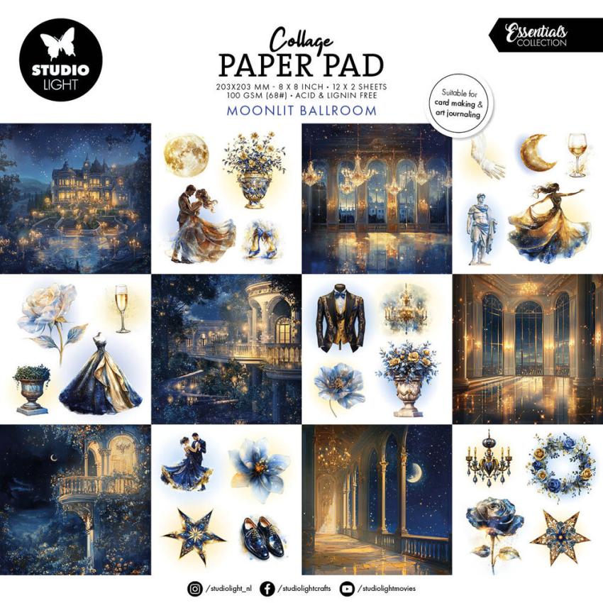 Studio Light - Designpapier "Moonlit Ballroom" Collage Paper Pad 8x8 Inch - 24 Bogen