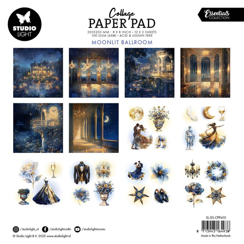 Studio Light - Designpapier "Moonlit Ballroom" Collage Paper Pad 8x8 Inch - 24 Bogen