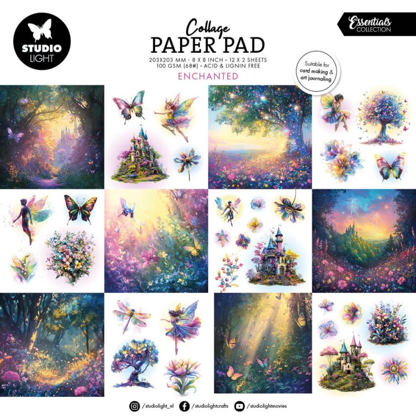 Studio Light - Designpapier "Enchanted" Collage Paper Pad 8x8 Inch - 24 Bogen