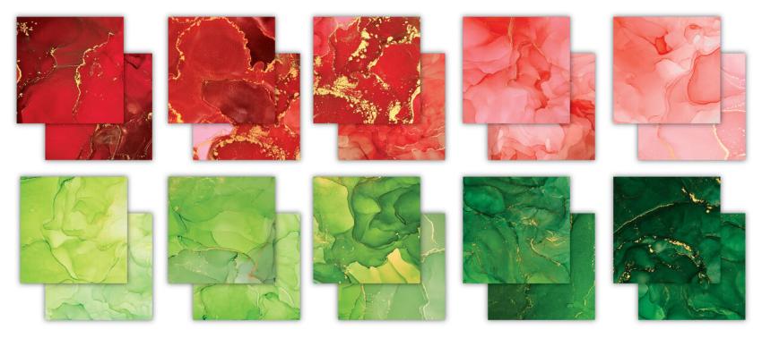 Craft Consortium - Designpapier "Ink Drops Festive" Paper Pad 6x6 Inch - 40 Bogen