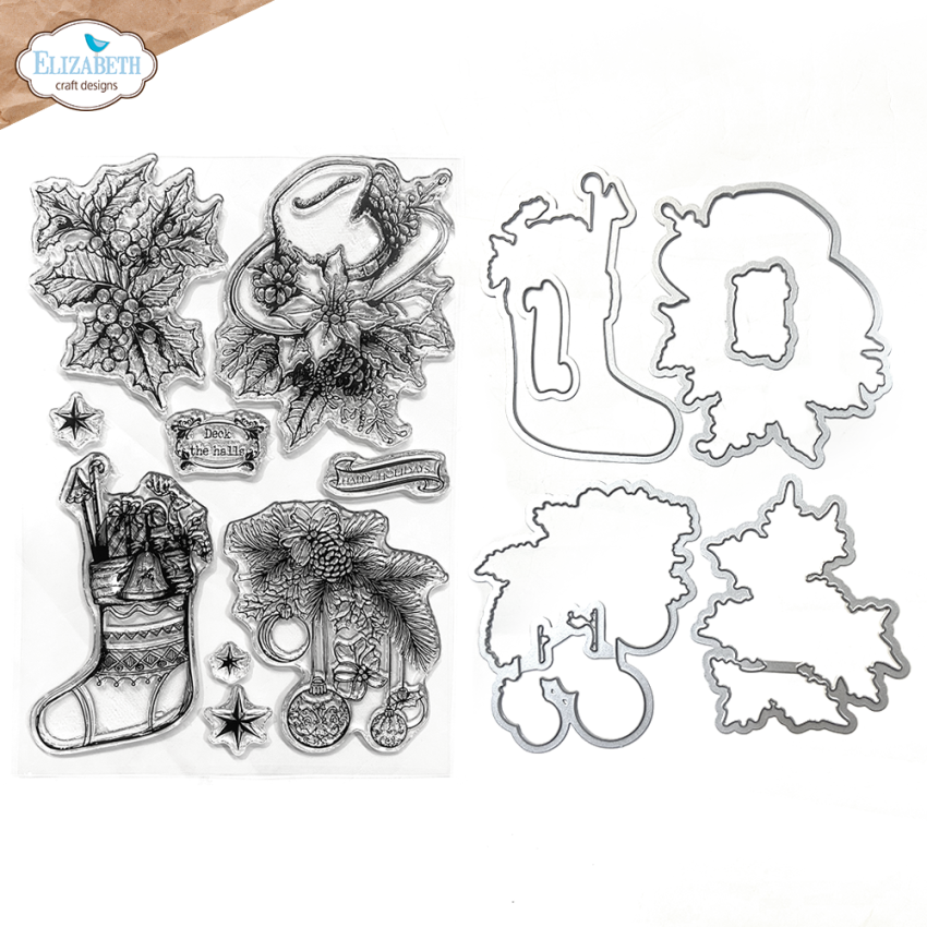 Elizabeth Craft Designs - Stempel & Stanzeschablone "Deck the Halls" Stamp & Dies