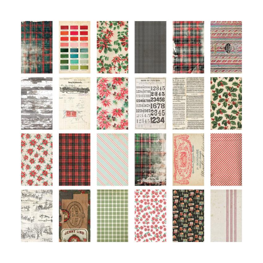 Tim Holtz - Idea Ology - Designpapier "Bacldrops Christmas" Paper Pack 6x10 Inch - 24 Bogen 