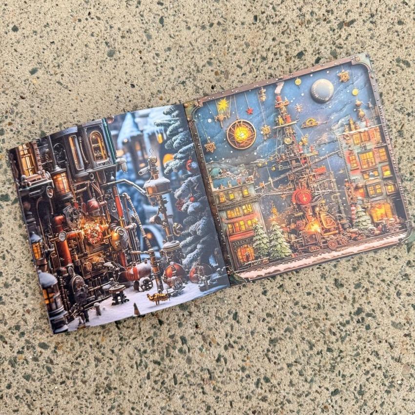 IndigoBlu - Designpapier "Steampunk Winterfest" Ephemera Paper Book 6x6 Inch - 2 Bogen