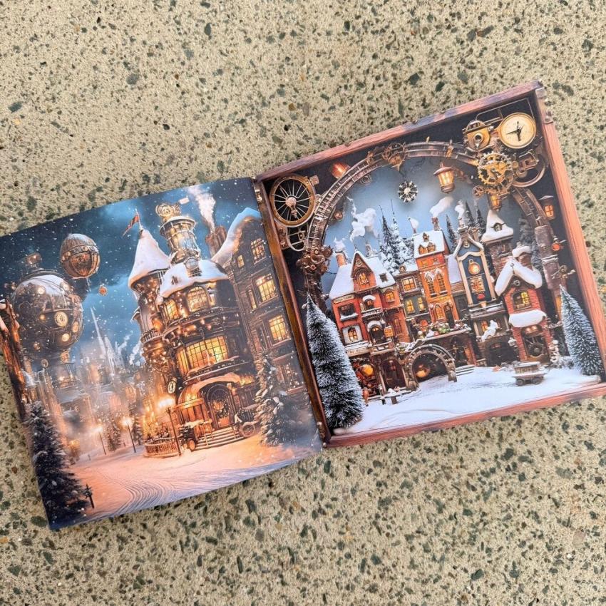 IndigoBlu - Designpapier "Steampunk Winterfest" Ephemera Paper Book 6x6 Inch - 2 Bogen