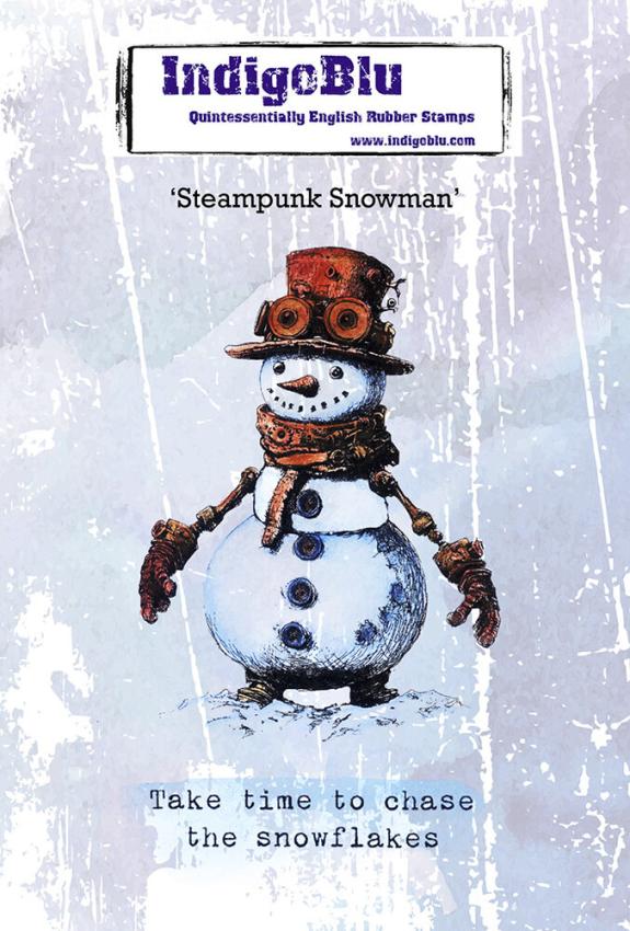 IndigoBlu - Gummistempel Set "Steampunk Snowman" A6 Rubber Stamp
