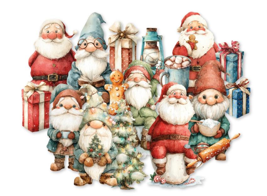 Dutch Doobadoo - Stanzteile "Santa & Gnomes" Die Cuts