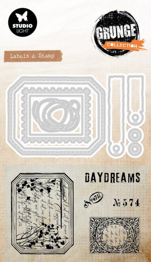 Studio Light - Stempel & Stanzschablone "Label & Stamp" Stamp & Dies Grunge