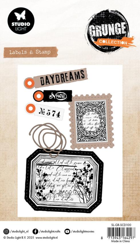 Studio Light - Stempel & Stanzschablone "Label & Stamp" Stamp & Dies Grunge