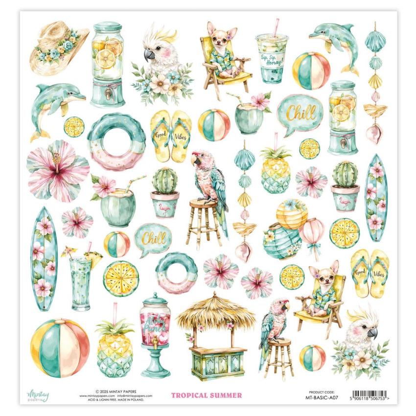 Mintay Papers - Papier Elemente "Tropical Summer" Paper Elements 12x12 Inch