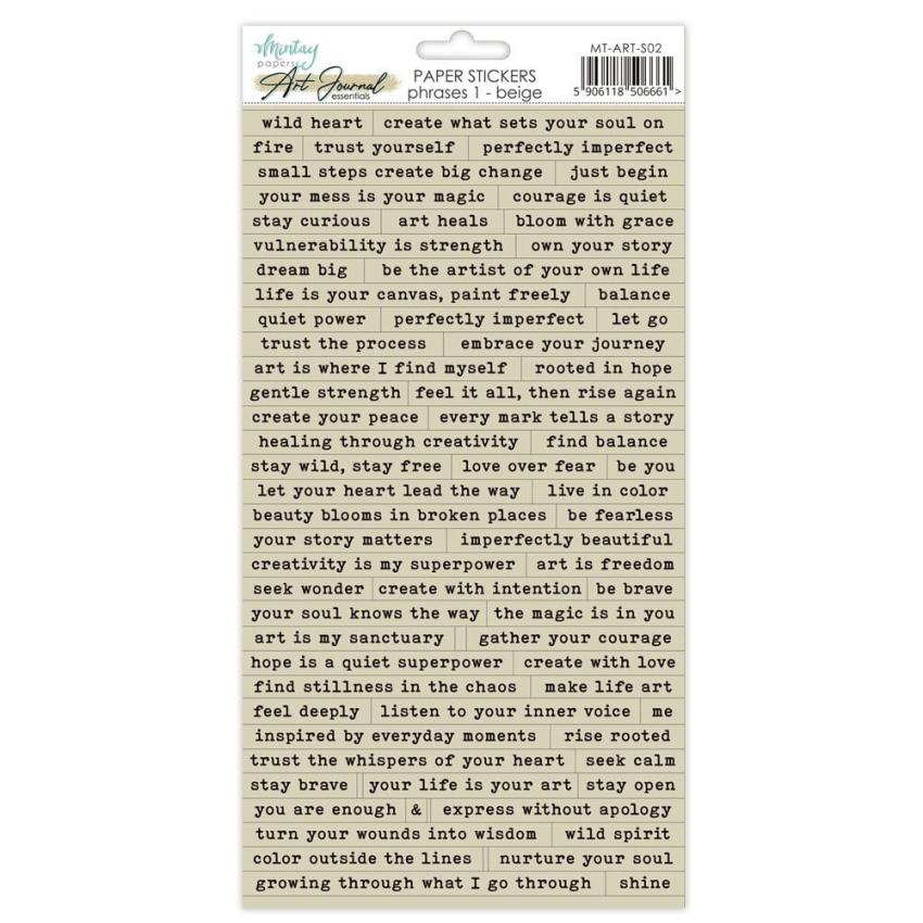 Mintay Papers - Aufkleber "Phrase 1 Beige" Paper Sticker Words 6x12 Inch