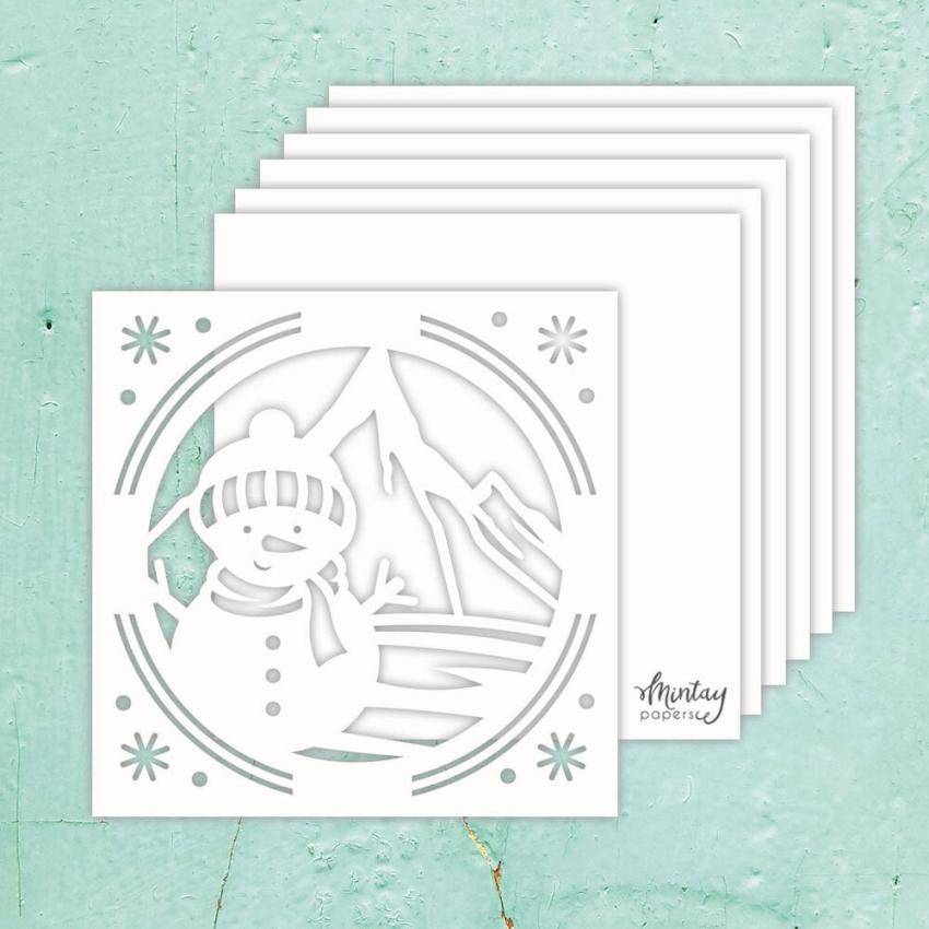 Mintay Papers "Snowman" Chipbaord Album Base 8x8 Inch