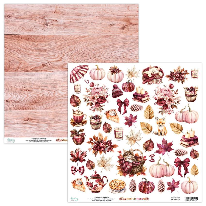 Mintay Papers - Papier Elemente "Rust & Roses" Paper Elements 12x12 Inch