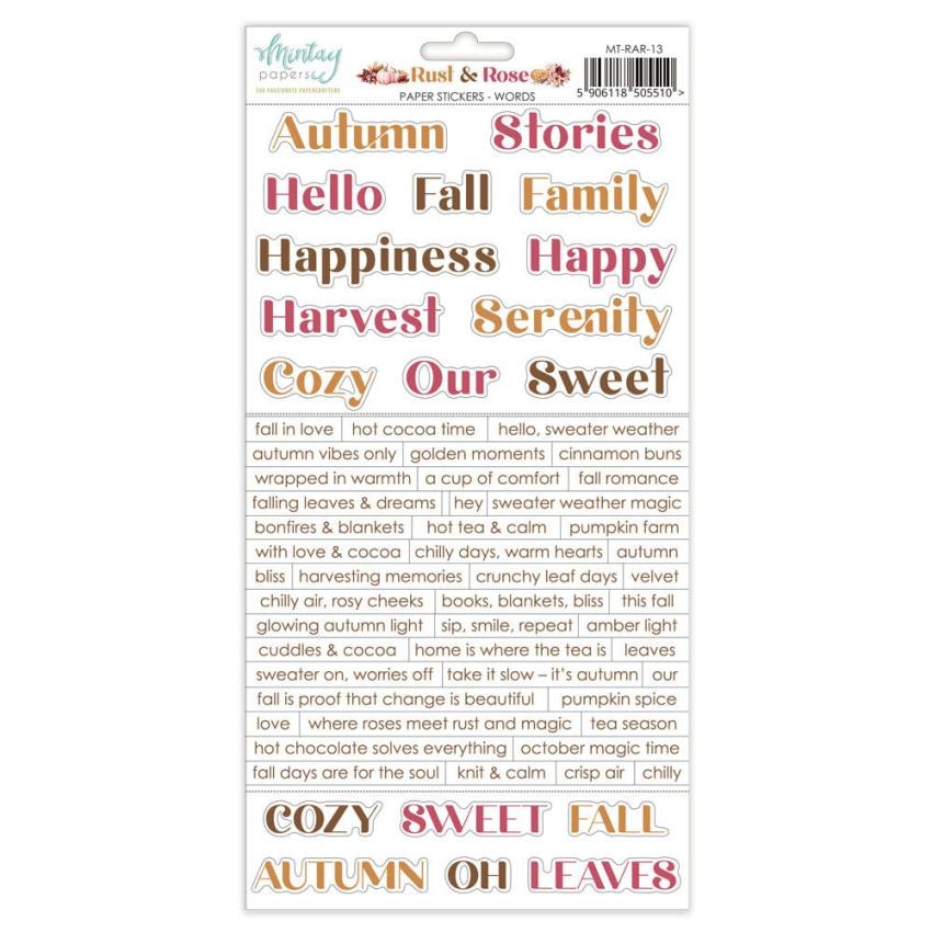 Mintay Papers - Aufkleber "Rust & Rose" Paper Sticker Words 6x12 Inch