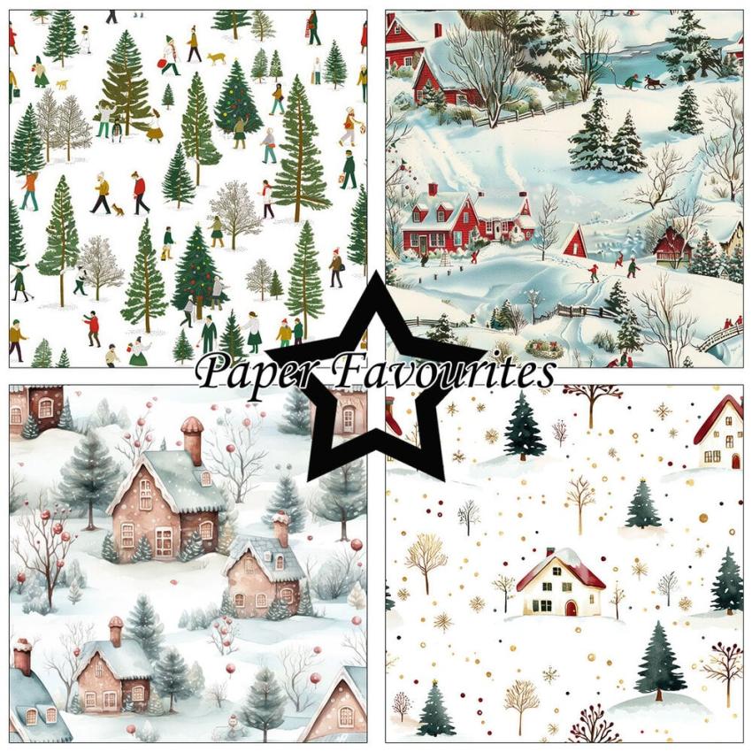 Paper Favourites - Designpapier "Winter Scene" Paper Pack 12x12 Inch 8 Bogen