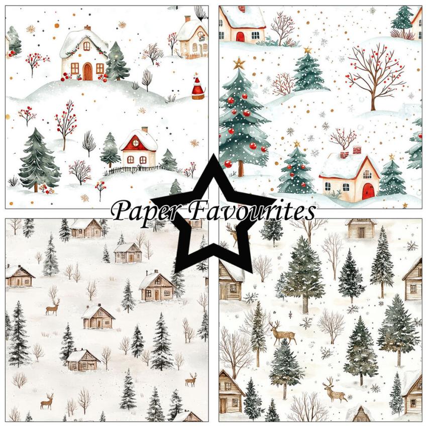 Paper Favourites - Designpapier "Winter Scene" Paper Pack 12x12 Inch 8 Bogen
