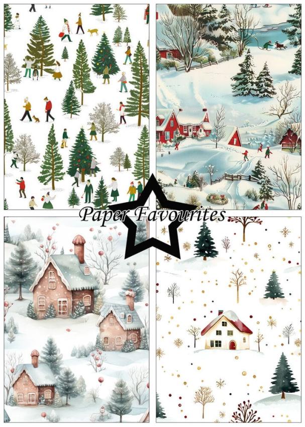 Paper Favourites - Designpapier "Winter Scene" Paper Pack A5 - 24 Bogen