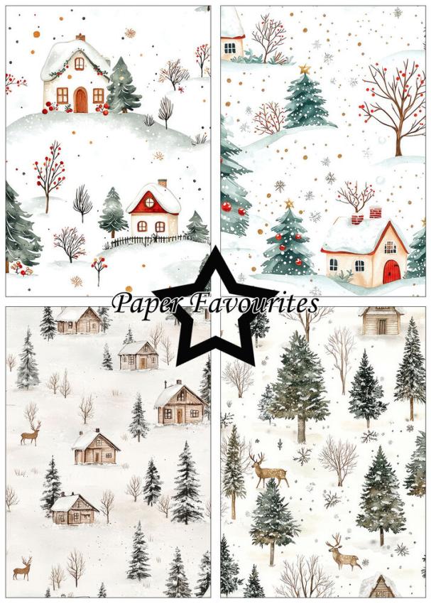 Paper Favourites - Designpapier "Winter Scene" Paper Pack A5 - 24 Bogen