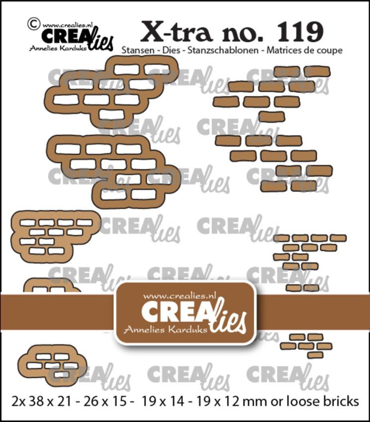 Crealies - Stanzschablone "No. 119 Brickwall Middle & Small with loose bricks" X-tra Dies