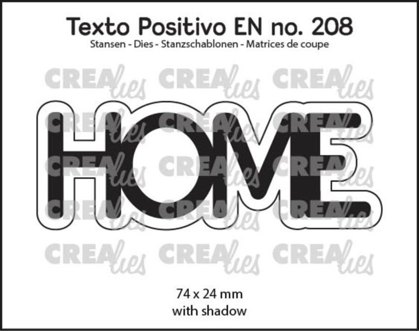 Crealies - Stanzschablone "No. 208 Home" Texto Positivo Dies
