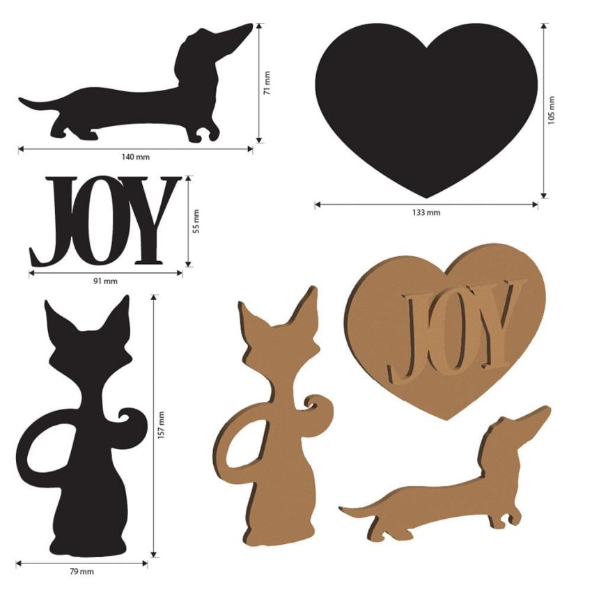 Stamperia - Holzteile "Dog and Cat Silhouette" MDF Crafty Shapes Blanks