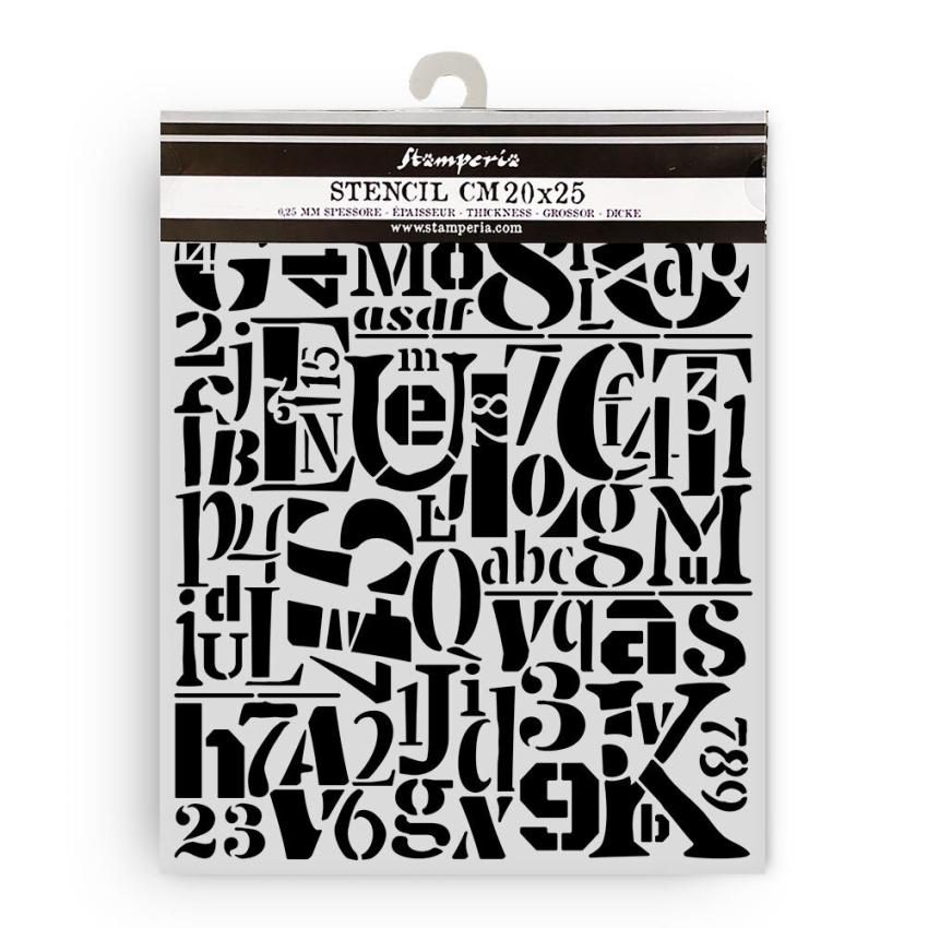 Stamperia - Schablone 20x25cm "Numbers and Letters Pattern" Stencil