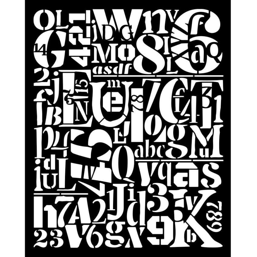 Stamperia - Schablone 20x25cm "Numbers and Letters Pattern" Stencil