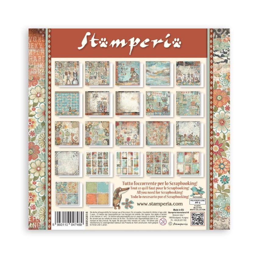 Stamperia - Designpapier "Furry Friends" Maxi Paper Pack 8x8 Inch - 22 Bogen