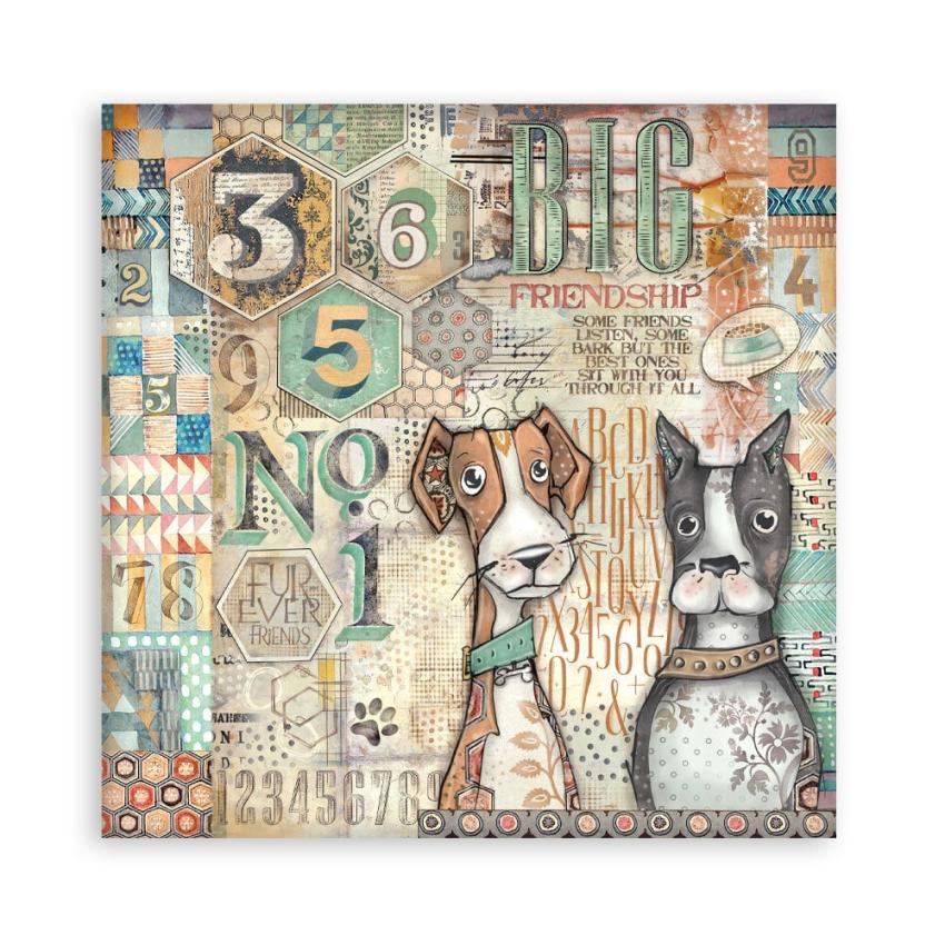 Stamperia - Designpapier "Furry Friends" Maxi Paper Pack 8x8 Inch - 22 Bogen
