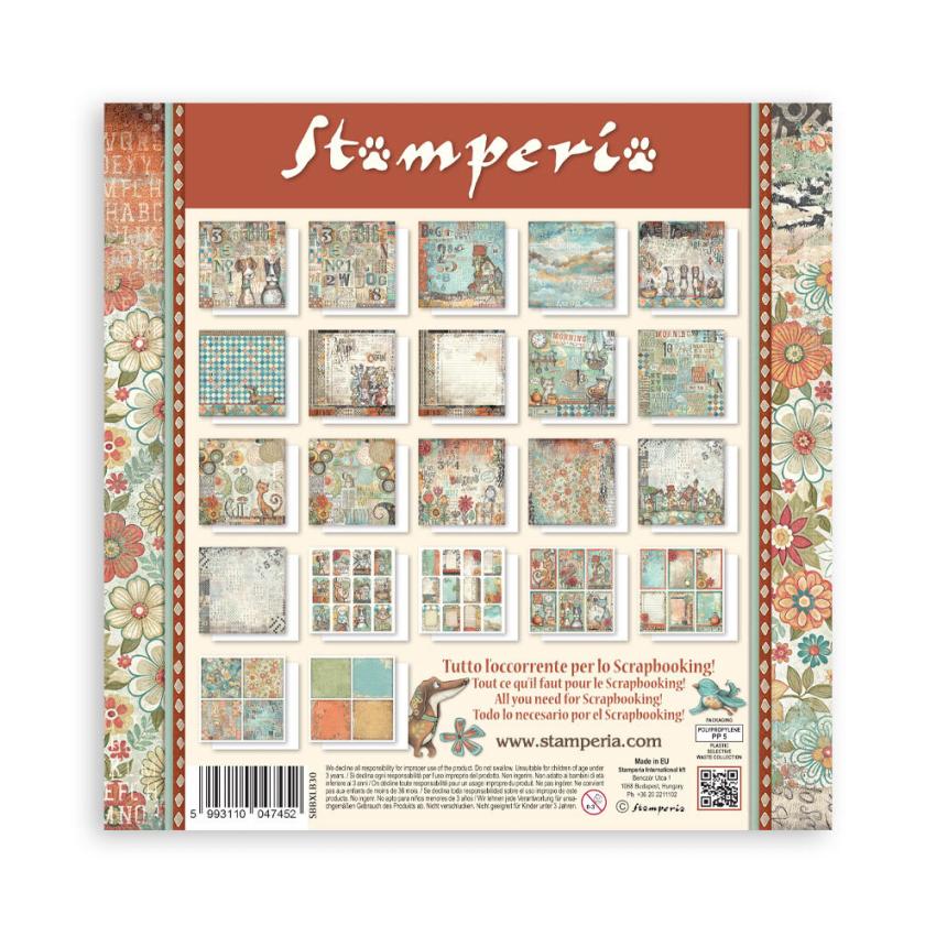 Stamperia - Designpapier "Furry Friends" Maxi Paper Pack 12x12 Inch - 22 Bogen