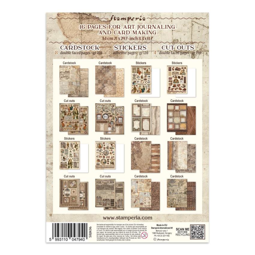 Stamperia - Papier, Aufkleber & Stanzteile "Coffee and Chocolate" Junk Journal Backgrounds,Stickers,Cut-Outs