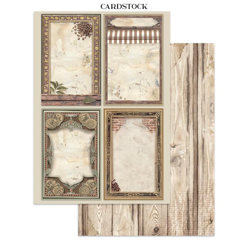 Stamperia - Papier, Aufkleber & Stanzteile "Coffee and Chocolate" Junk Journal Backgrounds,Stickers,Cut-Outs