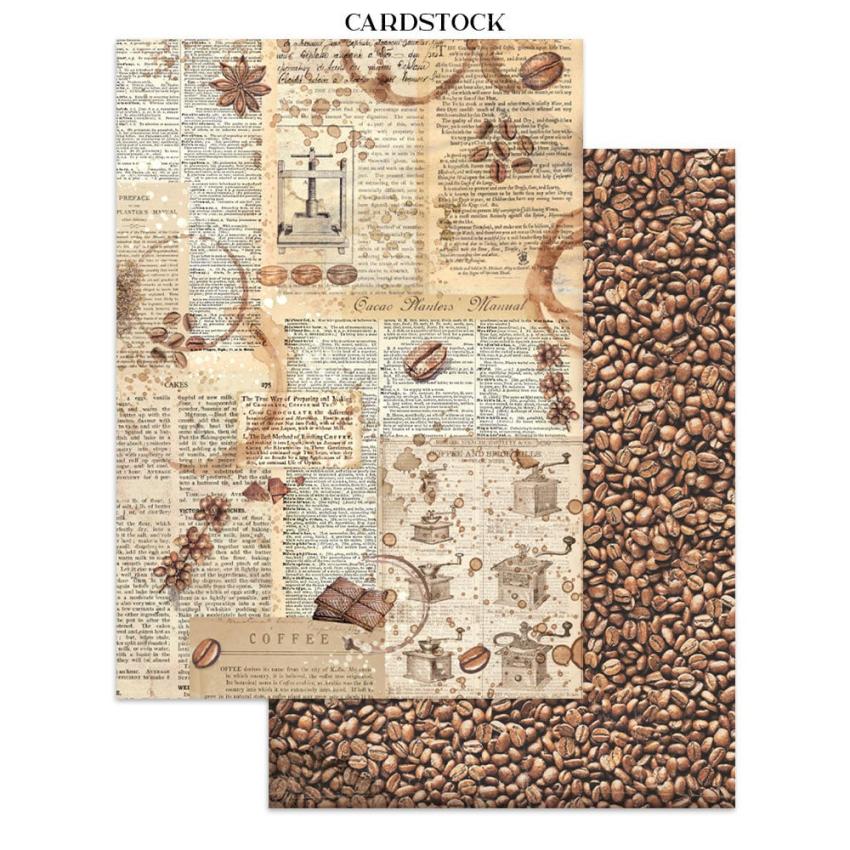 Stamperia - Papier, Aufkleber & Stanzteile "Coffee and Chocolate" Junk Journal Backgrounds,Stickers,Cut-Outs