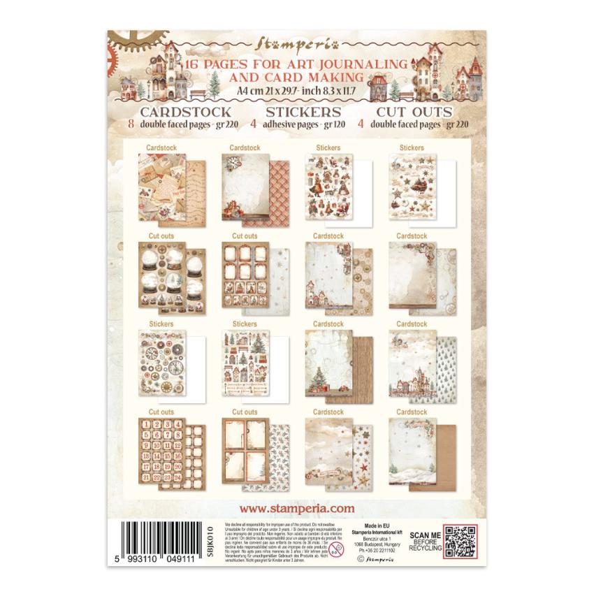 Stamperia - Papier, Aufkleber & Stanzteile "Gear up for Christmas" Junk Journal Backgrounds,Stickers,Cut-Outs