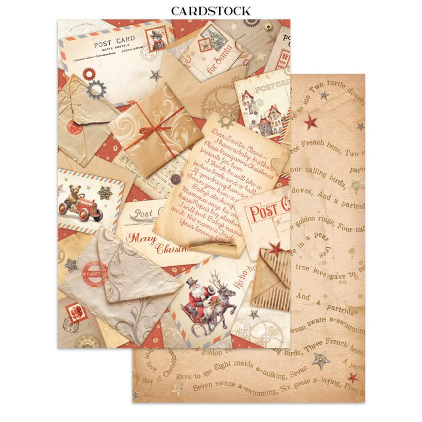 Stamperia - Papier, Aufkleber & Stanzteile "Gear up for Christmas" Junk Journal Backgrounds,Stickers,Cut-Outs