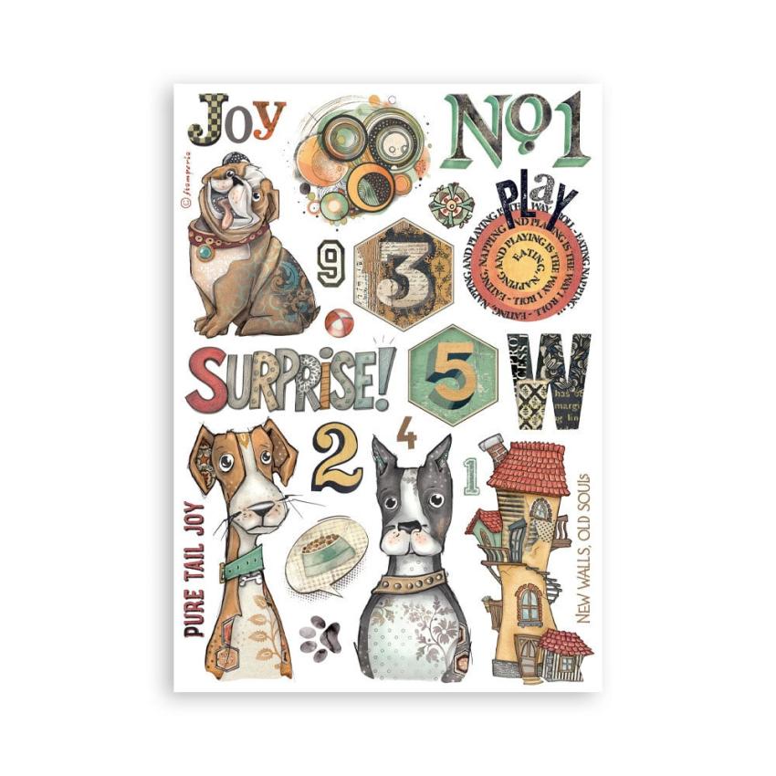 Stamperia - Washi Papier "Furry Friends" Washi Pad 14,8x21cm - 8 Bogen