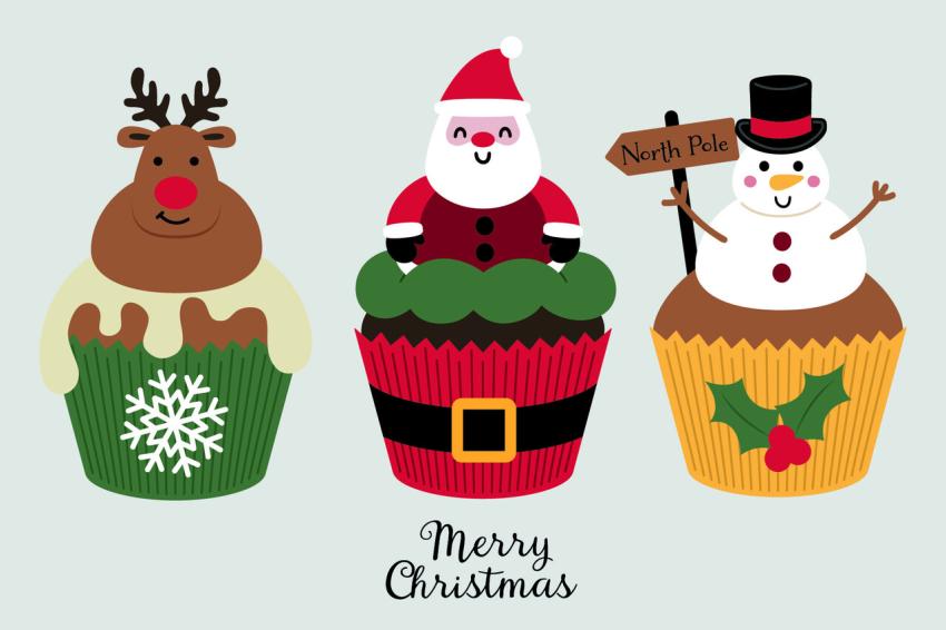 Crafters Companion - Stempelset & Stanzschablone "Christmas Cupcakes" Stamp & Dies