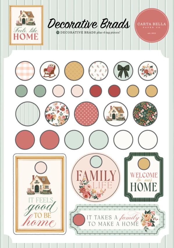 Carta Bella - Adhesive Brads "Feels Like Home"