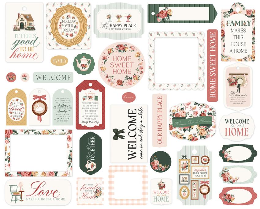 Carta Bella - Stanzteile & Anhänger "Feels Like Home" Ephemera Frames & Tags