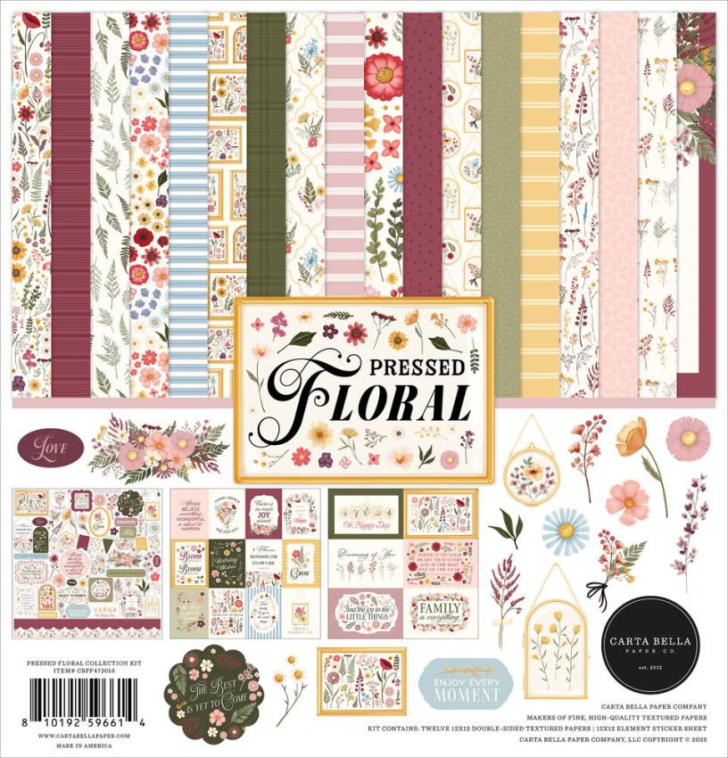 Carta Bella - Designpapier "Pressed Floral" Collection Kit 12x12 Inch - 12 Bogen  