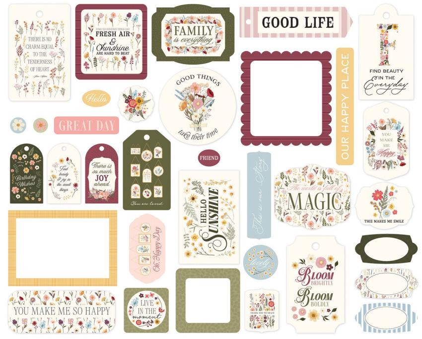 Carta Bella - Stanzteile & Anhänger "Pressed Floral" Ephemera Frames & Tags