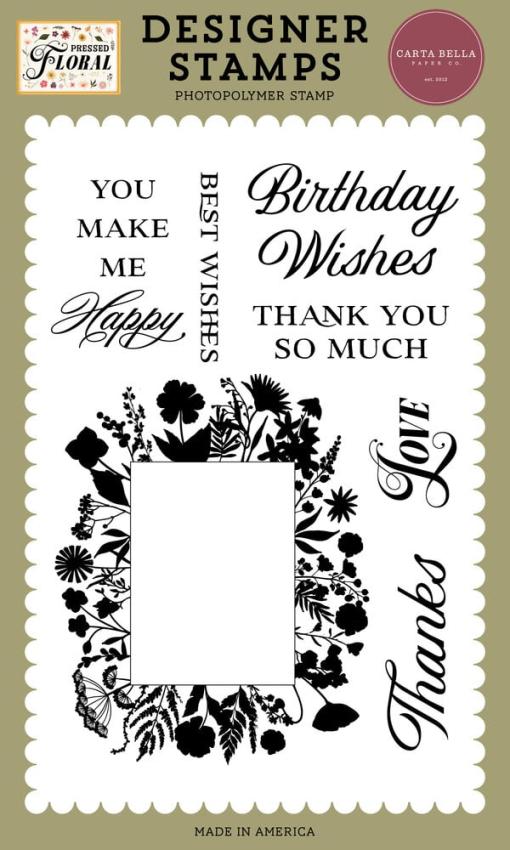 Carta Bella - Stempelset "Floral Frame And Phrases" Clear Stamps